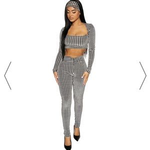 Naked Wardrobe the velvet houndstooth crop top